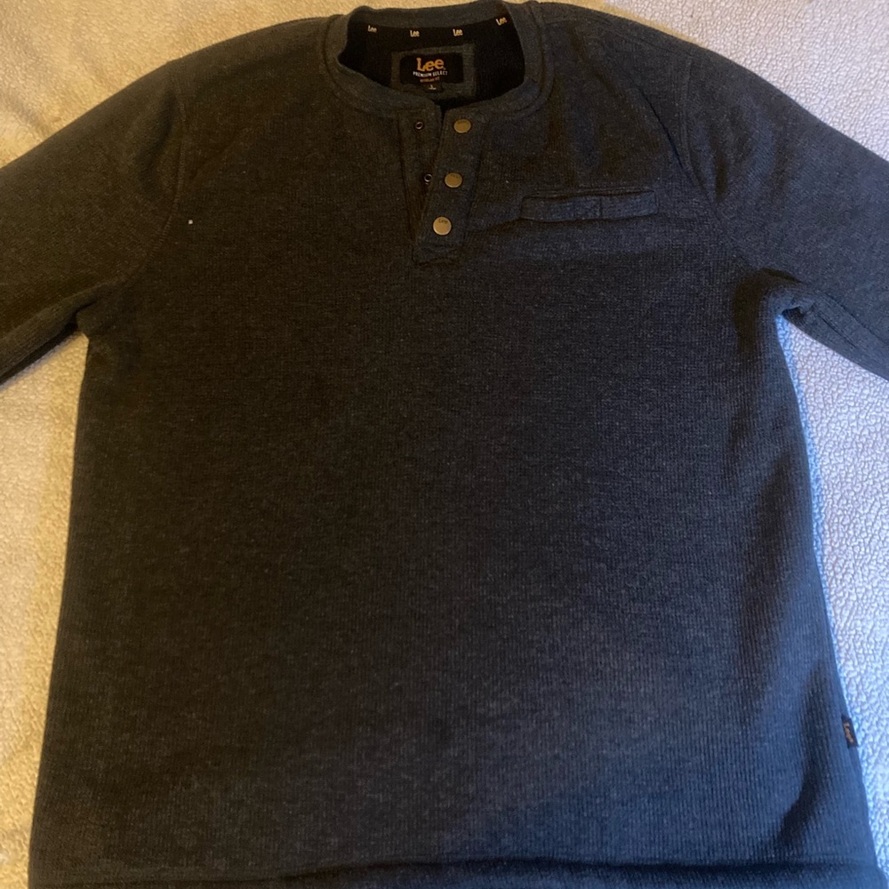 Lee Premium Select Charcoal Buttoned Henley